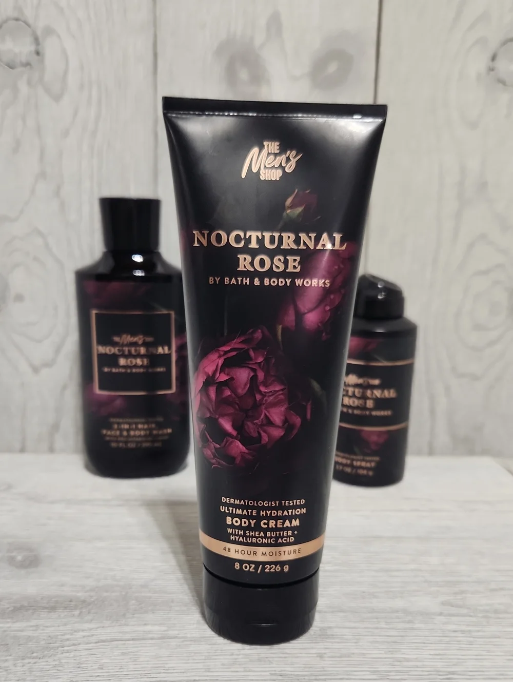 Bath & Body Works Men's Collection Nocturnal Rose 3pc Set Wash Cream Mist